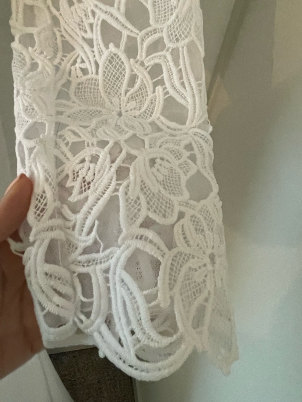 **NEW** White Lace Long-Sleeve V-Neck Dress - 6 - Picture 11 of 14